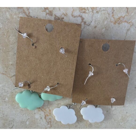 Whimsical Mushroom & Cloud Dangle Earrings Set - Picture 3 of 6